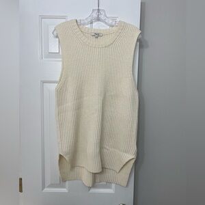 NWT Madewell Women's Medium Ribbed Long Sleeveless Sweater Vest Ivory / Cream